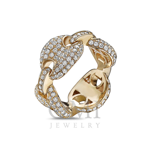 Men's 14K Yellow Gold Chain Ring with 3.45 CT Diamonds