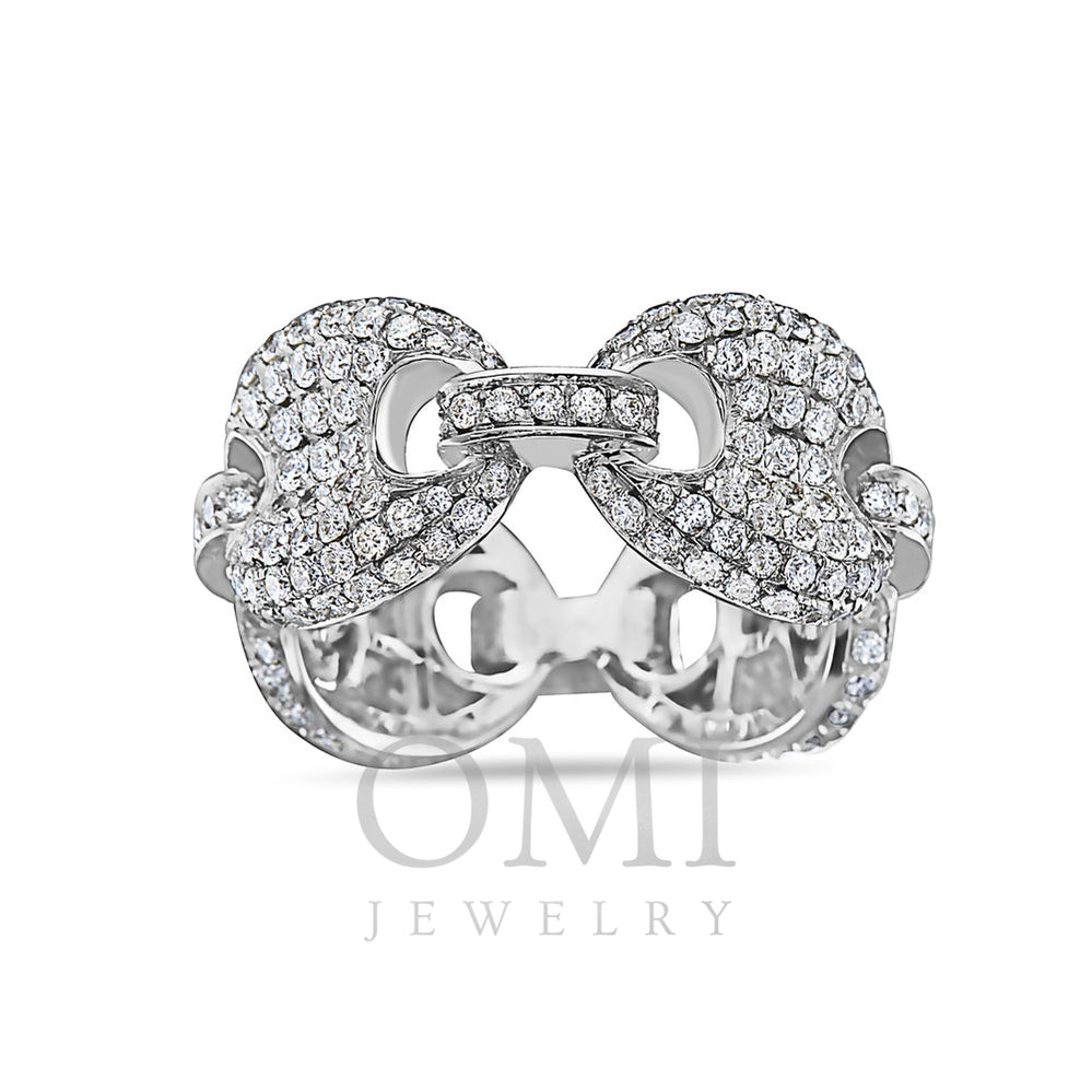 Men's 14K White Gold Chain Ring with 3.54 CT Diamonds