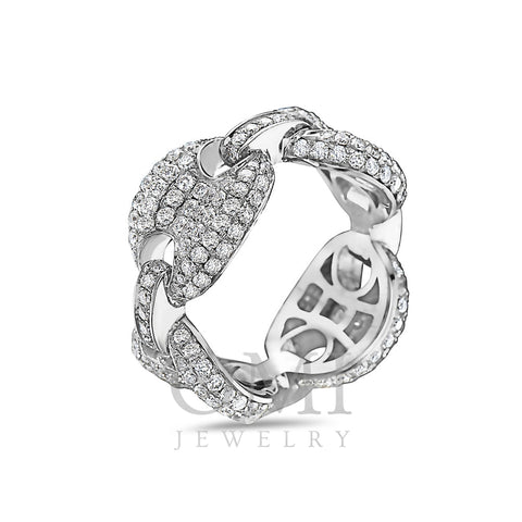 Men's 14K White Gold Chain Ring with 3.54 CT Diamonds
