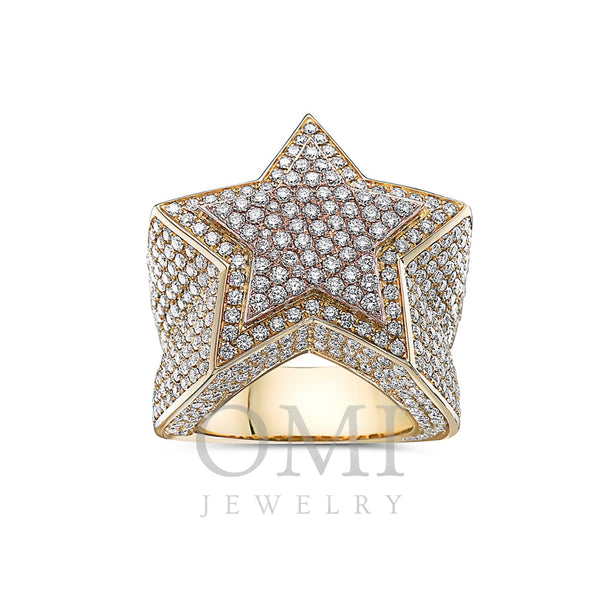 Men's 14K Rose and Yellow Gold Star Ring with 8.14 CT Diamonds
