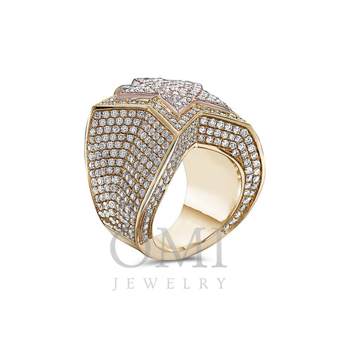 Men's 14K Rose and Yellow Gold Star Ring with 8.14 CT Diamonds