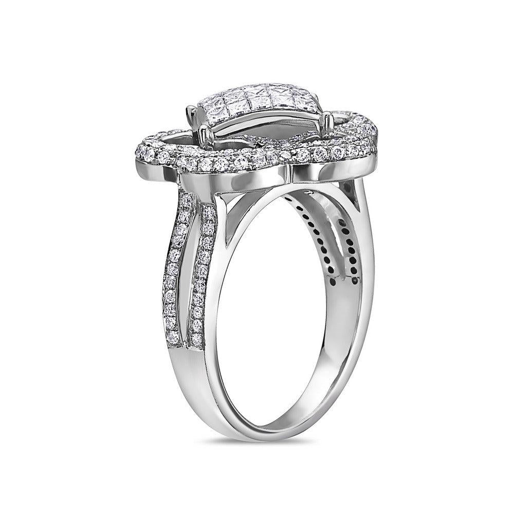 Ladies 14k White Gold Diamond 2.40 CT Right Hand Ring