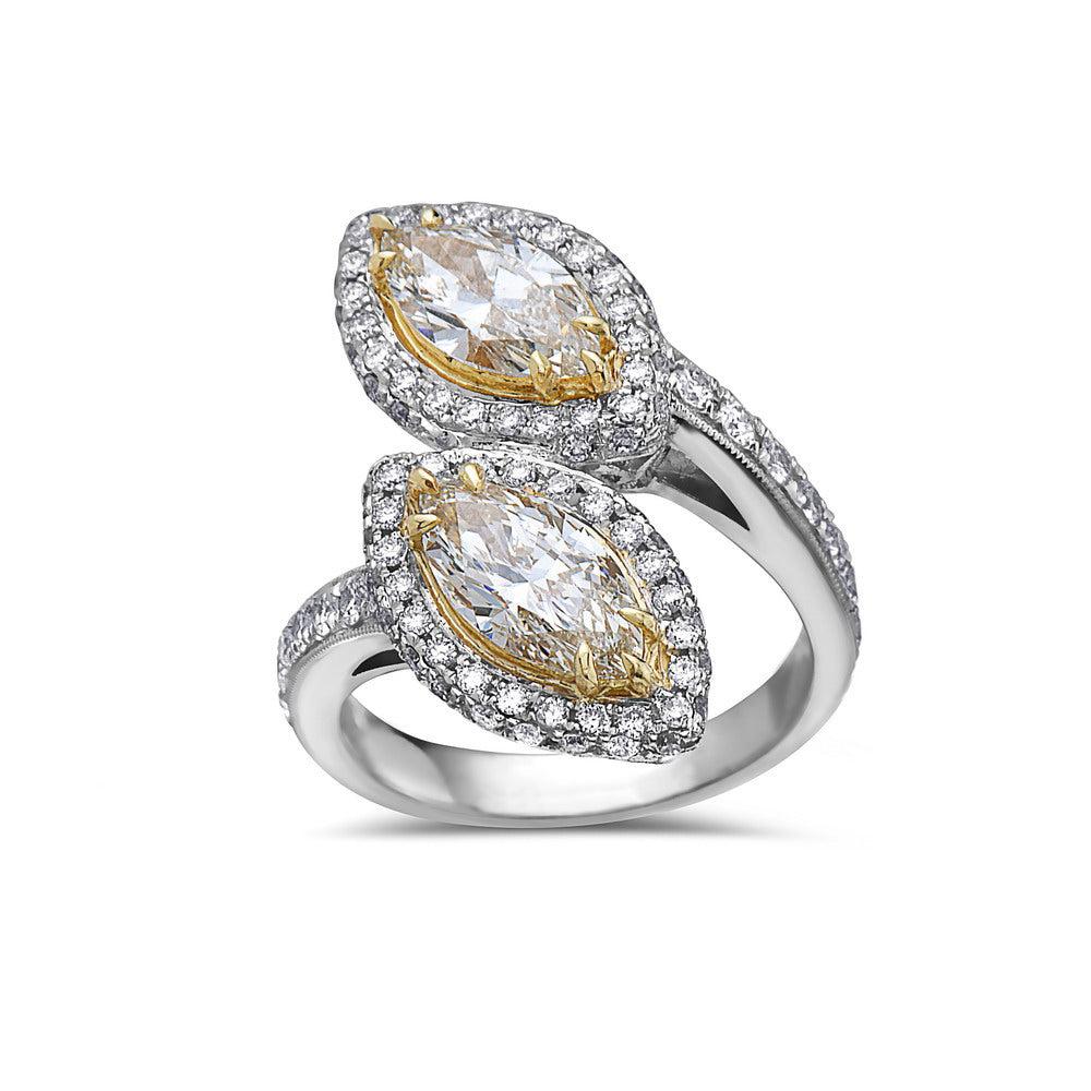 Ladies 18k White Gold Diamond 5.29 CT Right Hand Ring