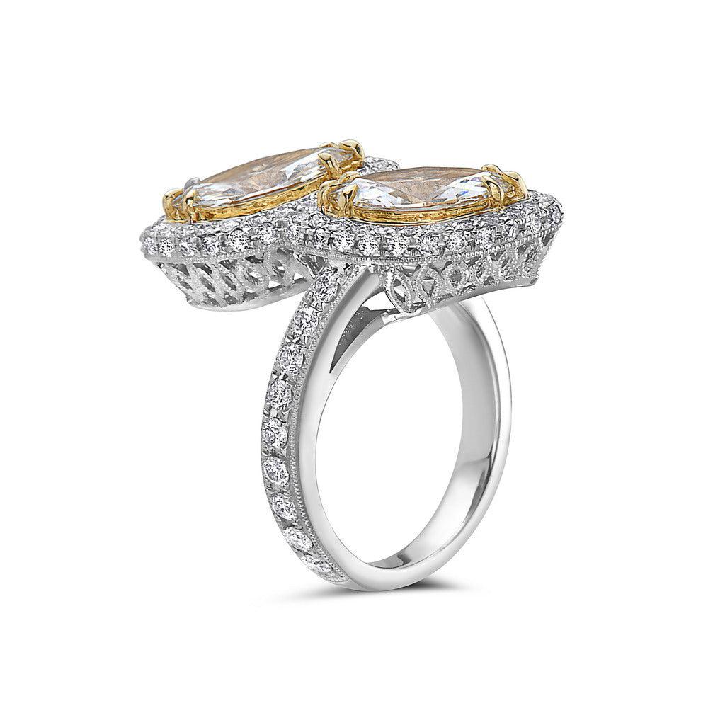 Ladies 18k White Gold Diamond 5.29 CT Right Hand Ring