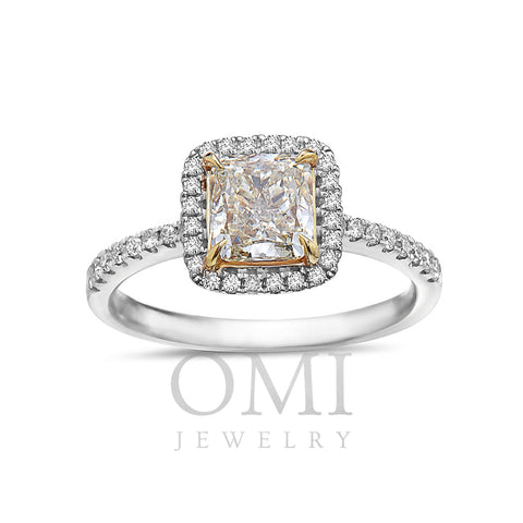 Ladies 18k Yellow And White Gold Halo With 1.53 CT Engagement Ring