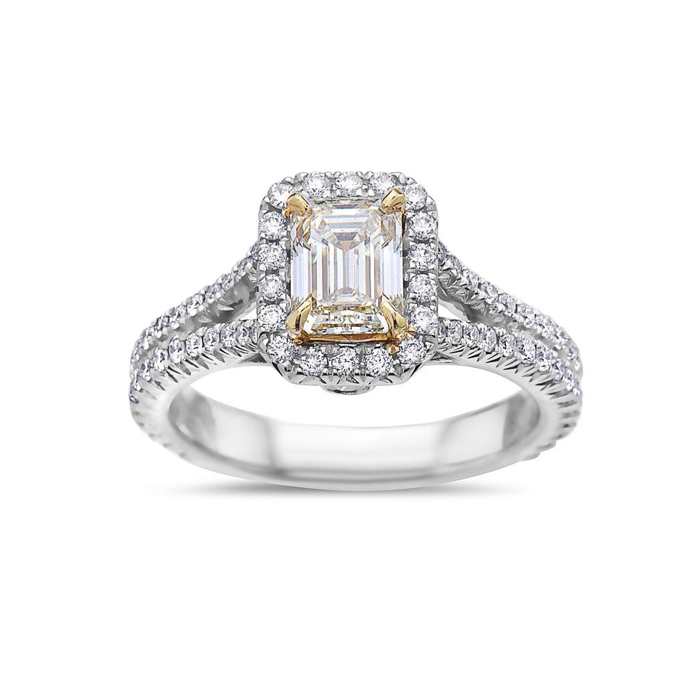 Ladies 18k White Gold Halo Diamond 1.71 CT Engagement Ring