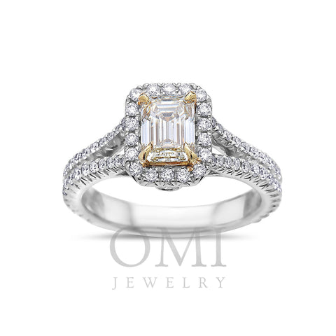 Ladies 18k White Gold Halo Diamond 1.71 CT Engagement Ring