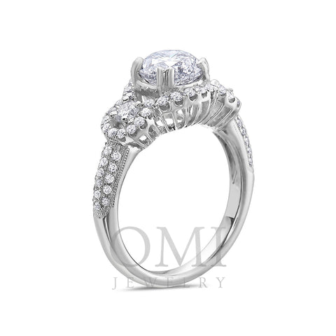 Ladies 18k White Gold Halo With 2.41 CT Engagement Ring