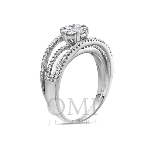 Ladies 14k White Gold With 0.88 CT Halo Engagement Ring