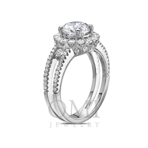 Ladies 18k White Gold Halo With 2.49 CT Engagement Ring