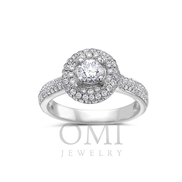 Ladies 14k White Gold With 1.15 CT Halo Engagement Ring