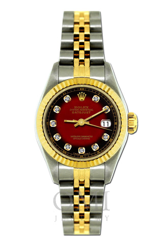Rolex Datejust 26mm Yellow Gold and Stainless Steel Bracelet Red Dial