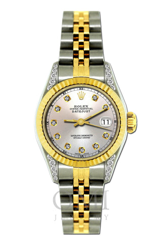 Rolex Datejust Diamond Watch, 26mm, Yellow Gold and Stainless Steel Bracelet  White Dial w/ Diamond Lugs