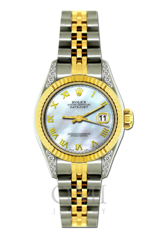 Rolex Datejust Diamond Watch, 26mm, Yellow Gold and Stainless Steel Bracelet Spindle Dial w/ Diamond Lugs