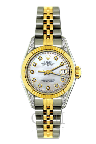 Rolex Datejust Diamond Watch, 26mm, Yellow Gold and Stainless Steel Bracelet Whisper Dial w/ Diamond Lugs