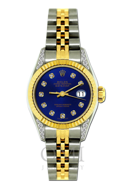 Rolex Datejust Diamond Watch, 26mm, Yellow Gold and Stainless Steel Bracelet Sapphire Dial w/ Diamond Lugs