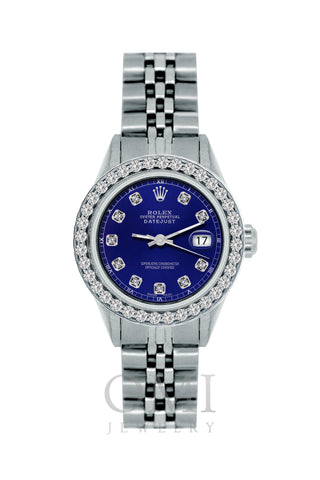Rolex Datejust Diamond Watch, 26mm, Stainless SteelBracelet Midnight Blue Dial w/ Diamond Bezel