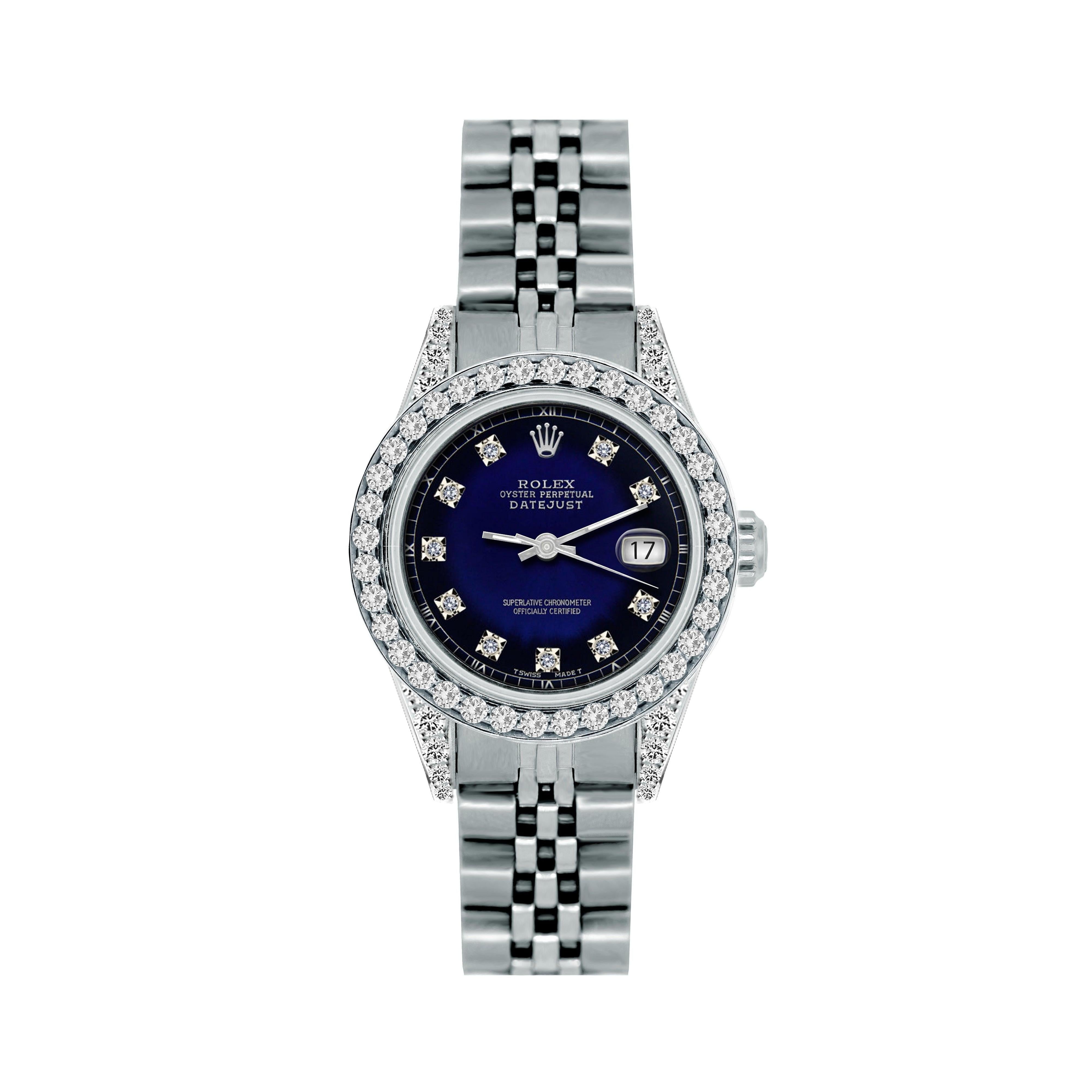 Rolex Datejust 26MM 6916 Blue Diamond Dial Diamond Bezel Stainless Steel Jubilee Bracelet 1.2ct