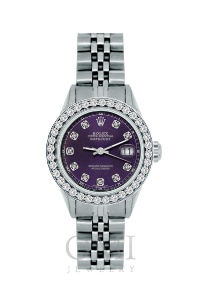 Rolex Datejust Diamond Watch, 26mm, Stainless SteelBracelet Black Rock Dial w/ Diamond Bezel