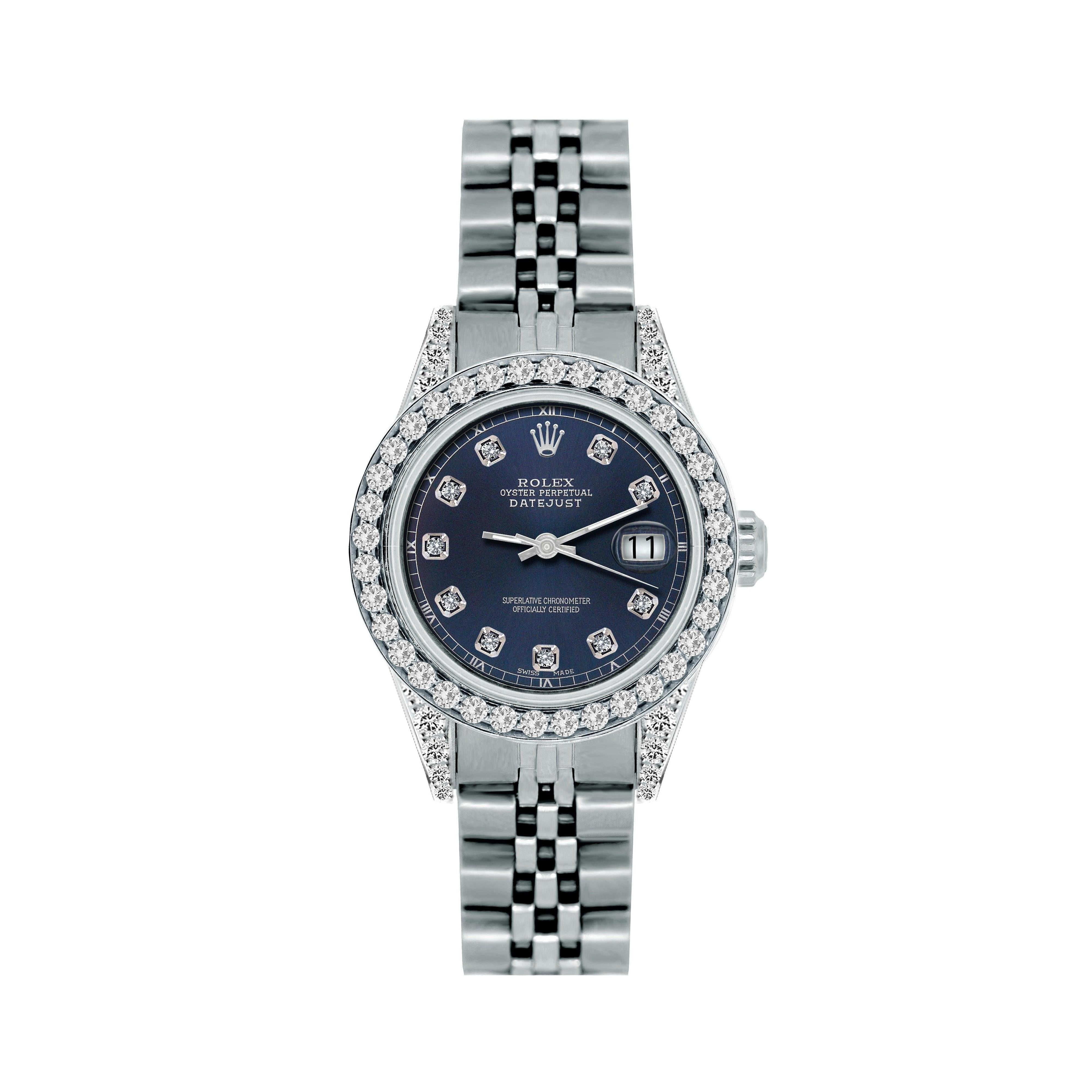 Rolex Datejust 26MM 6916 Blue Diamond Dial Diamond Bezel Stainless Steel Jubilee Bracelet 1.2ct