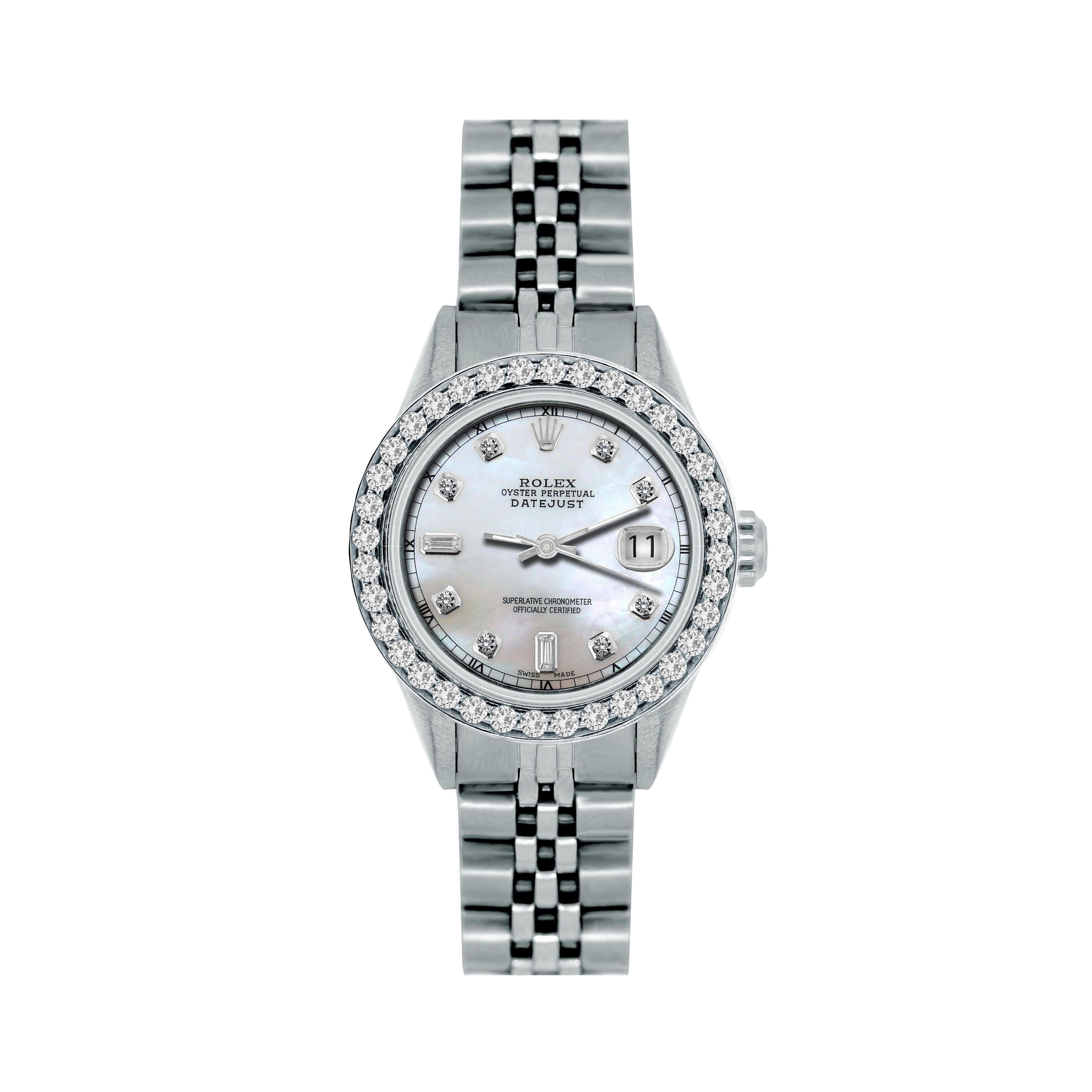 Rolex Datejust 26MM 6916 Mother of Pearl Diamond Dial Diamond Bezel Stainless Steel Jubilee Bracelet 1.2ct