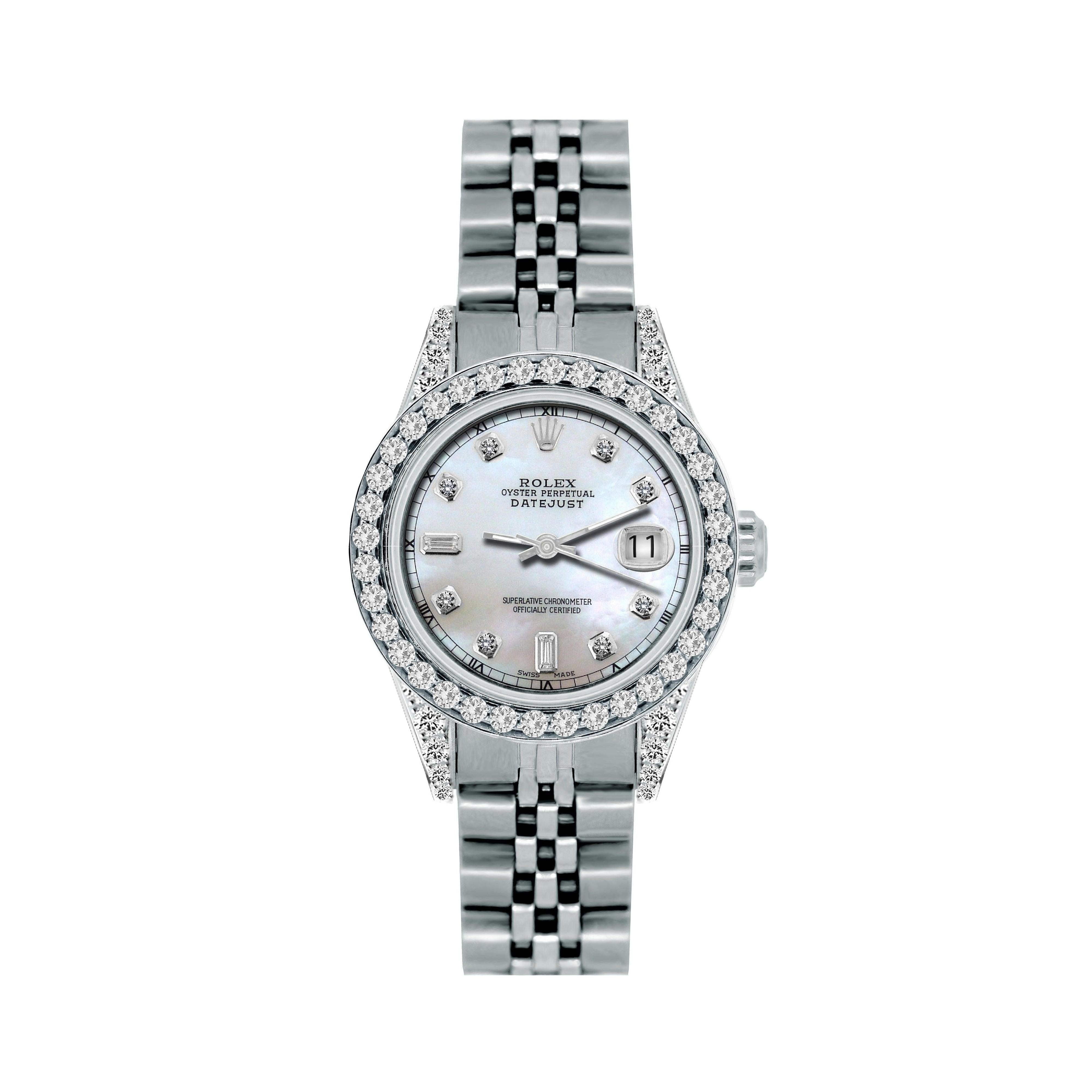 Rolex Datejust 26MM 6916 Mother of Pearl Diamond Dial Diamond Bezel Stainless Steel Jubilee Bracelet 1.2ct