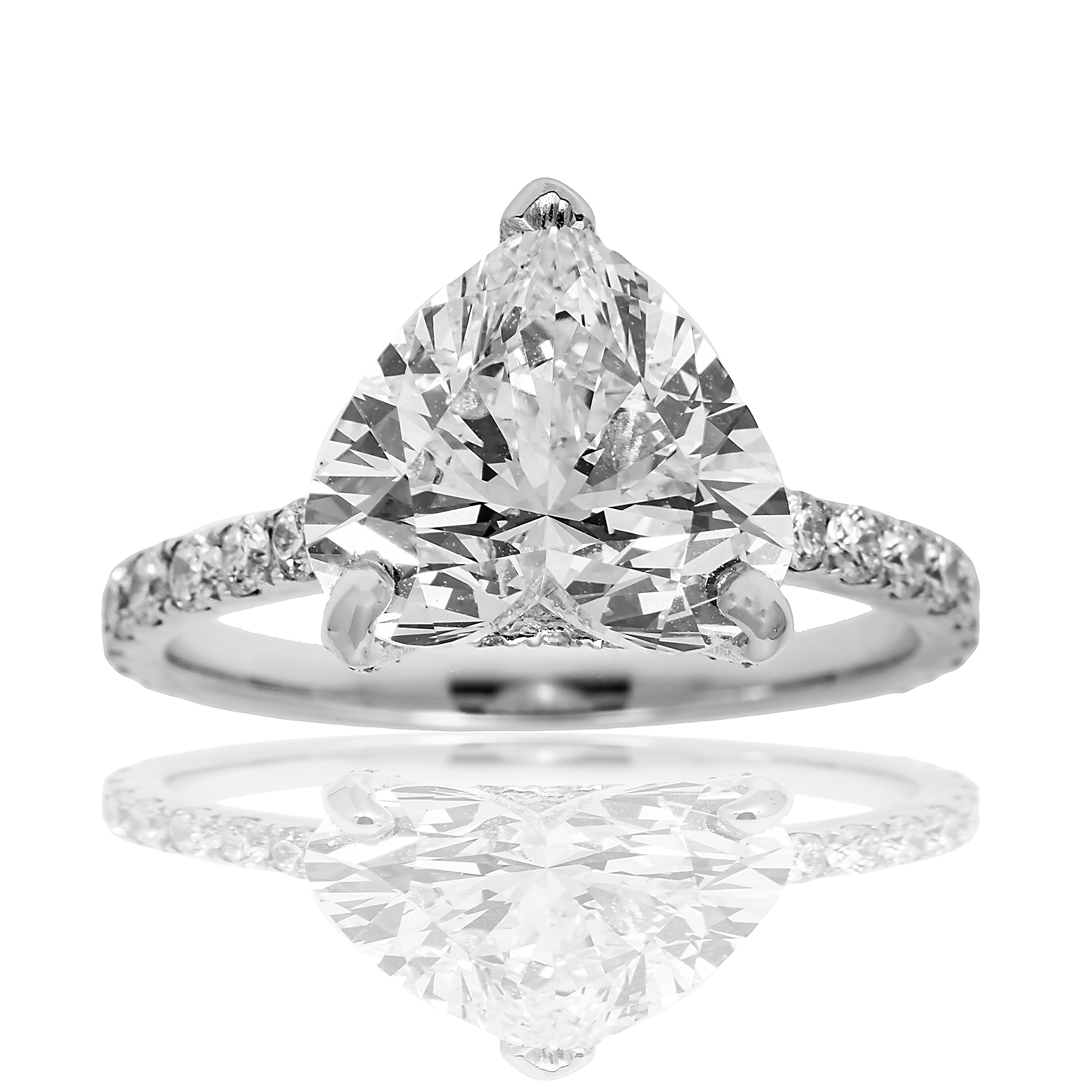 18K GOLD HEART LAB DIAMOND ENGAGEMENT RING 3.57 CTW