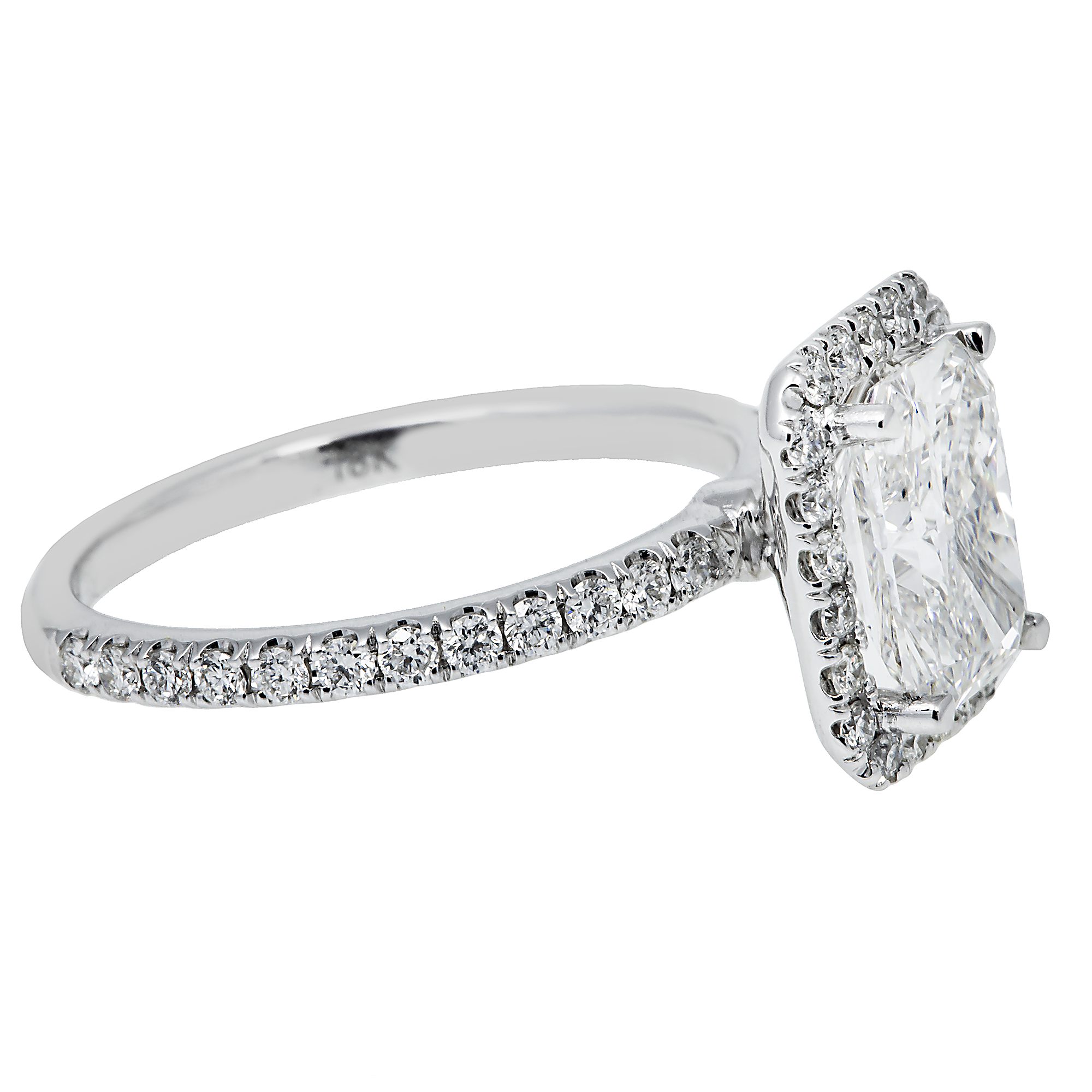 18K GOLD RADIANT CUT HALO LAB DIAMOND ENGAGEMENT RING 2.00 CTW