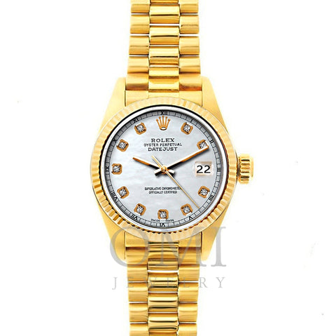 Rolex Datejust 26mm 18k Yellow Gold President Bracelet Old Lace Dial