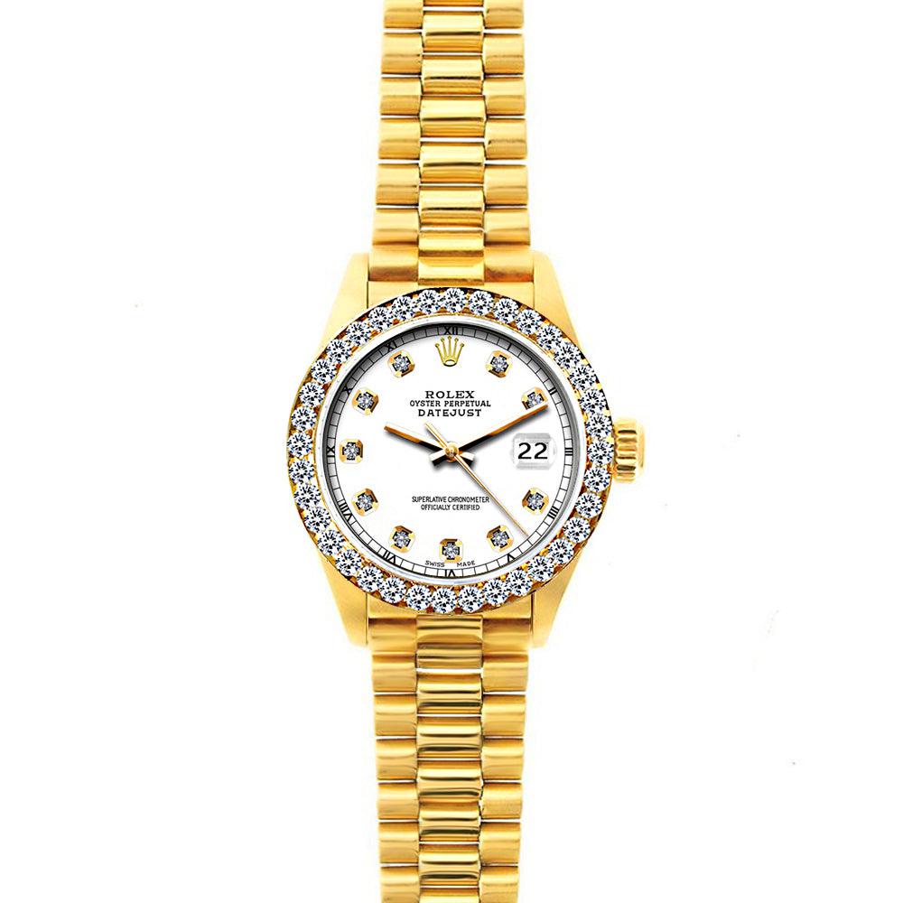 18k Yellow Gold Rolex Datejust Diamond Watch 26mm President