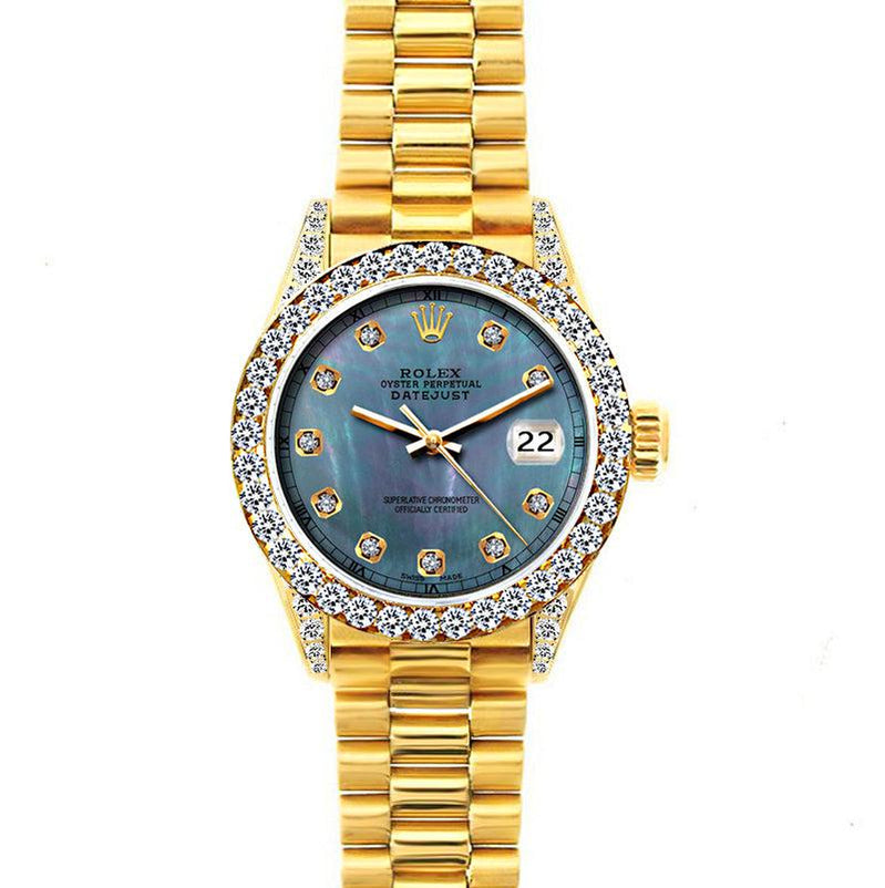 18k Yellow Gold Rolex Datejust Diamond Watch 26mm President