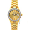 18k Yellow Gold Rolex Datejust Diamond Watch, 26mm, President Bracelet Yellow Gold Dial w/ Diamond Bezel