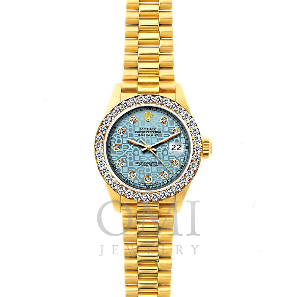 Rolex Datejust President 18k Gold Diamond/Ruby Pyramid 26mm Watch B/P N  69258 - Jewels in Time