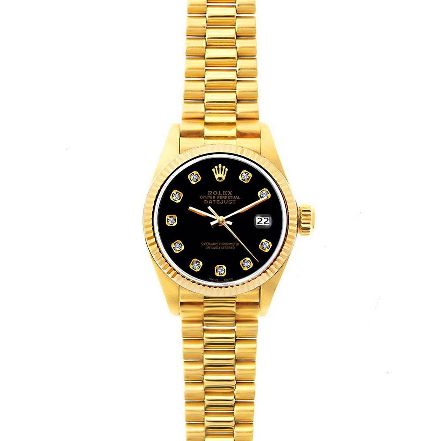 Rolex datejust yellow gold black dial Clearance