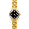 18k Yellow Gold Rolex Datejust Diamond Watch, 26mm, President Bracelet Black Dial w/ Diamond Bezel