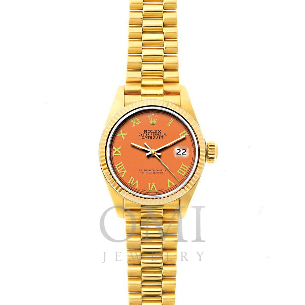 Rolex Datejust 18k Gold President Bracelet Orange Dial - Jewelry