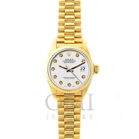 Rolex Datejust 26mm 18k Yellow Gold President Bracelet Lilac Dial