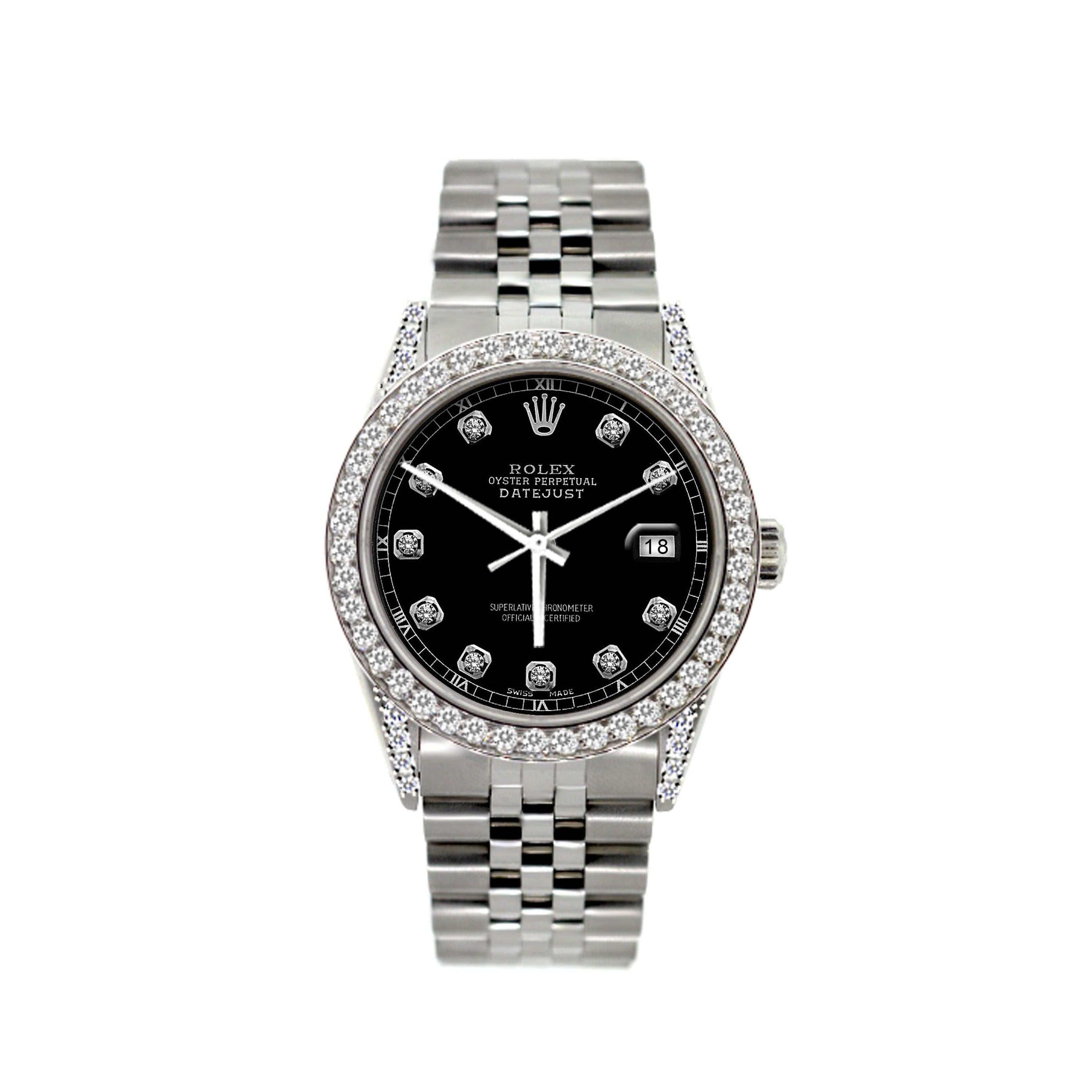 Rolex Datejust 36MM 16200 Black Diamond Dial Diamond Bezel