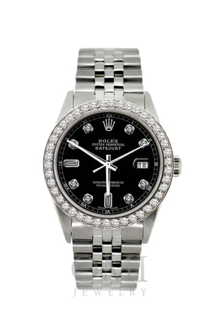 Rolex Oyster Perpetual Datejust 36MM Black Diamond Dial With Diamond Bezel