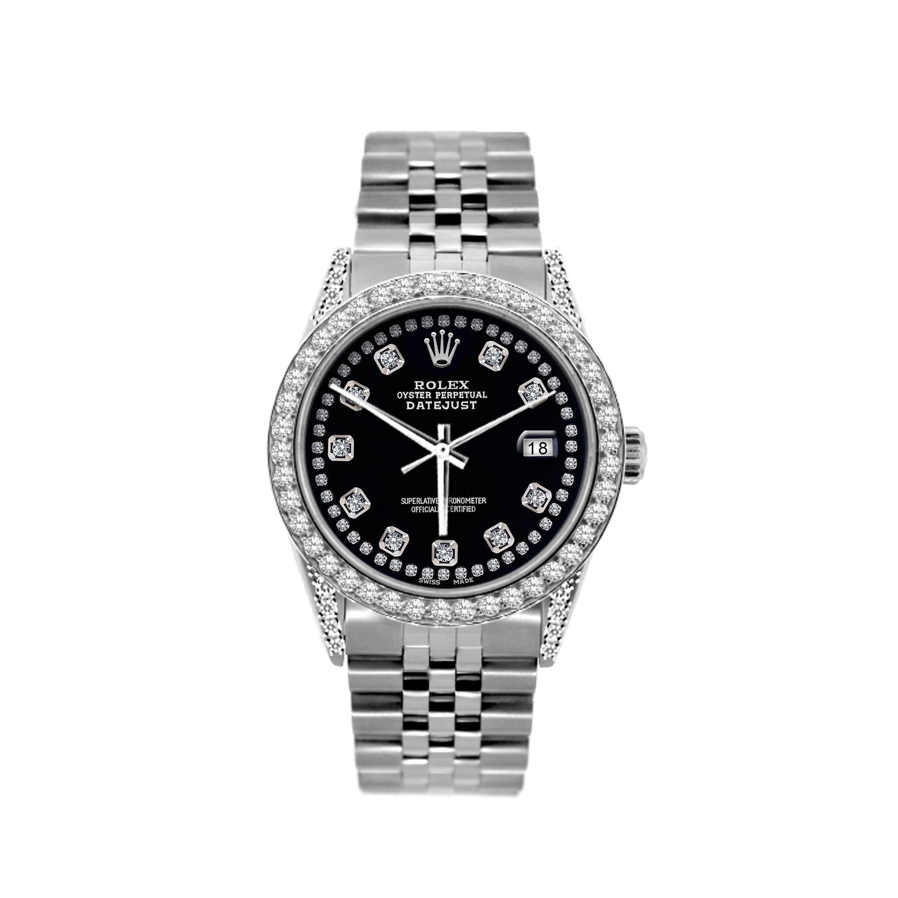 Rolex Datejust 36MM 16200 White Diamond Dial Diamond Bezel Stainless Steel Jubilee Bracelet 1.2ct