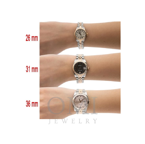 Rolex Lady-Datejust Diamond Watch, 68240 31mm, Pink Custom Diamond Dial With Stainless Steel Jubilee