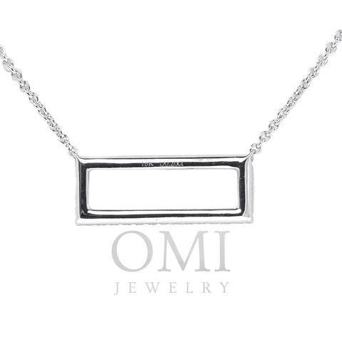 18K White Gold Diamond Rectangle Pendant with Chain 0.26CT