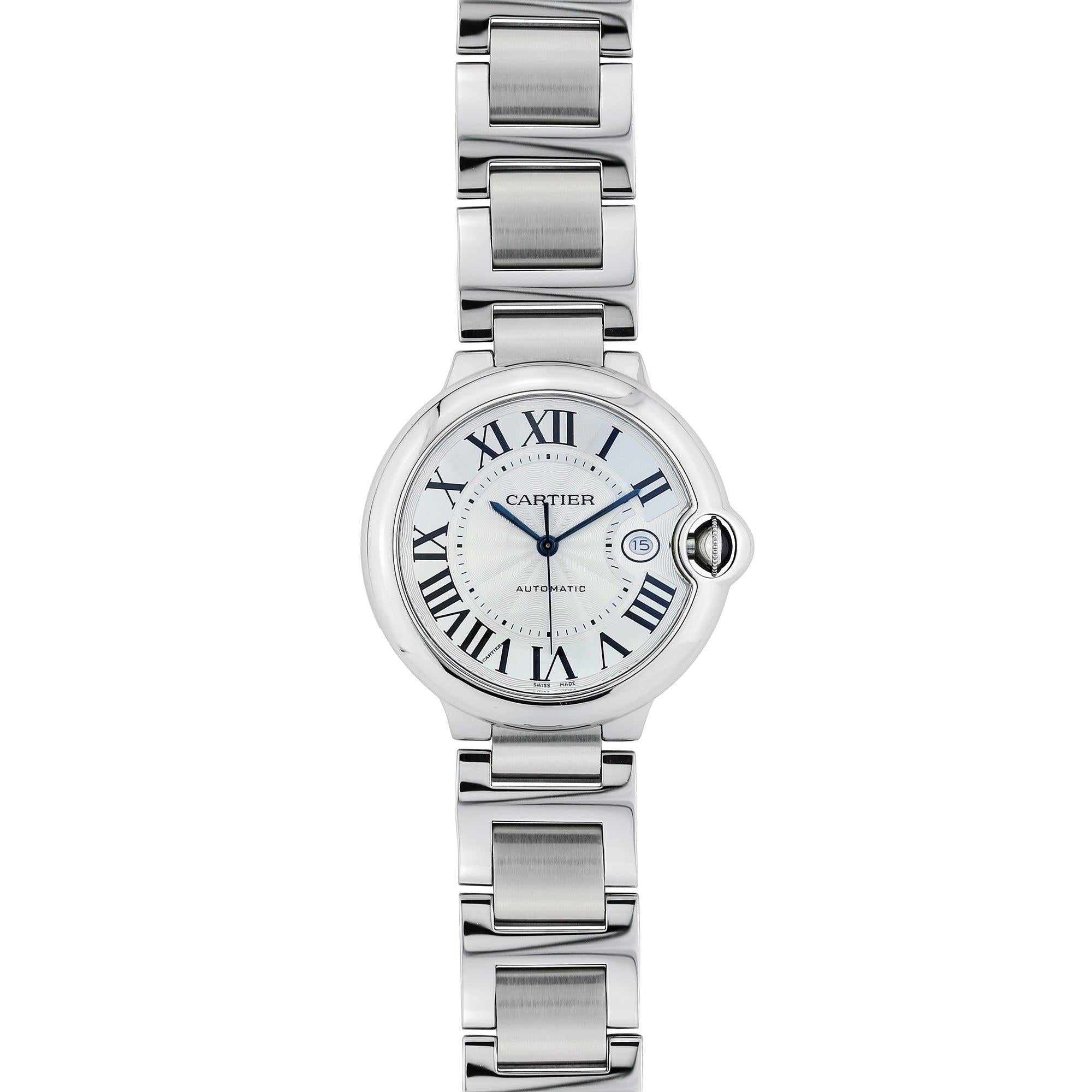 Cartier Ballon Bleu 42MM W69017Z4 Silver Roman Dial Stainless Steel Bracelet