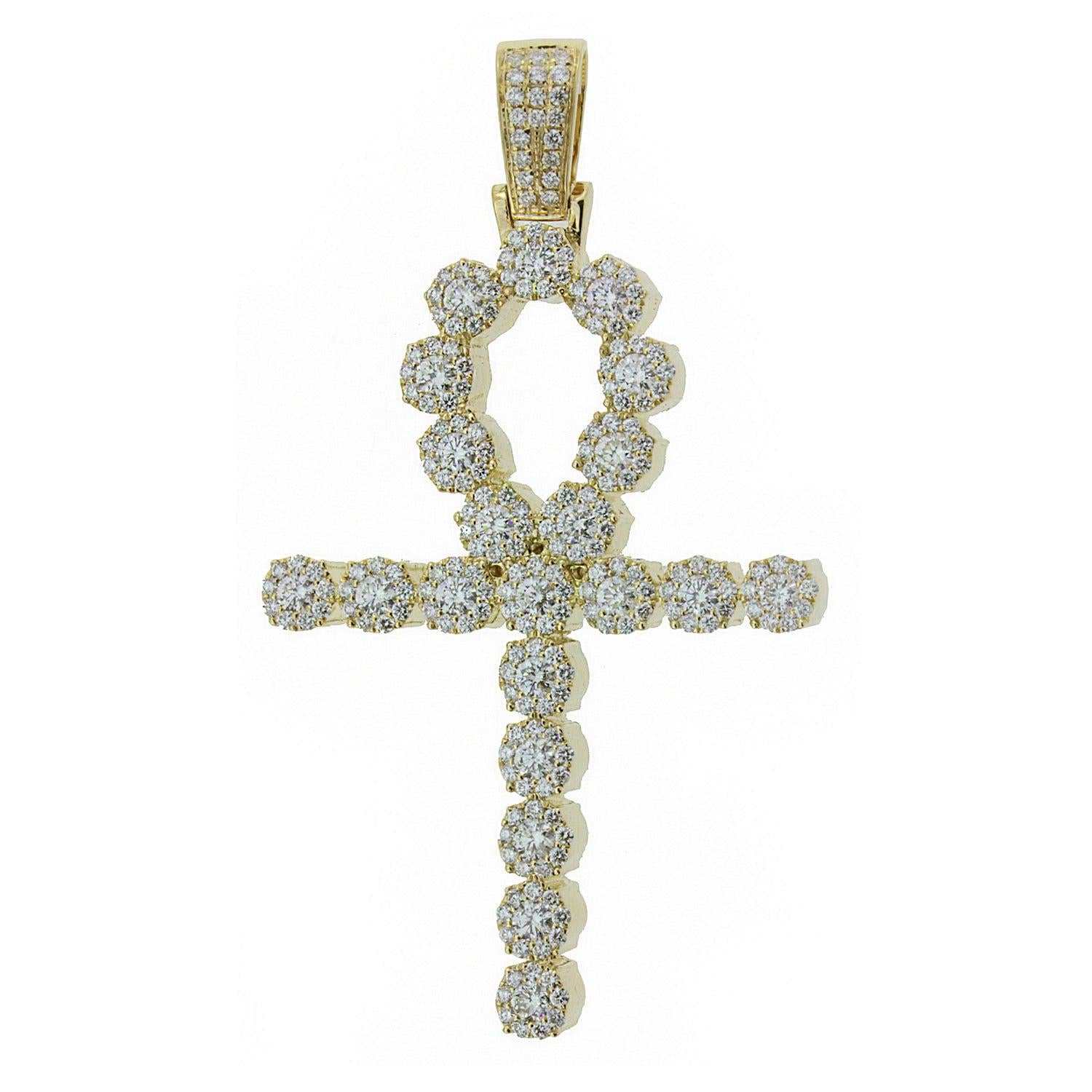 Men's Yellow Gold Diamond Ankh Pendant