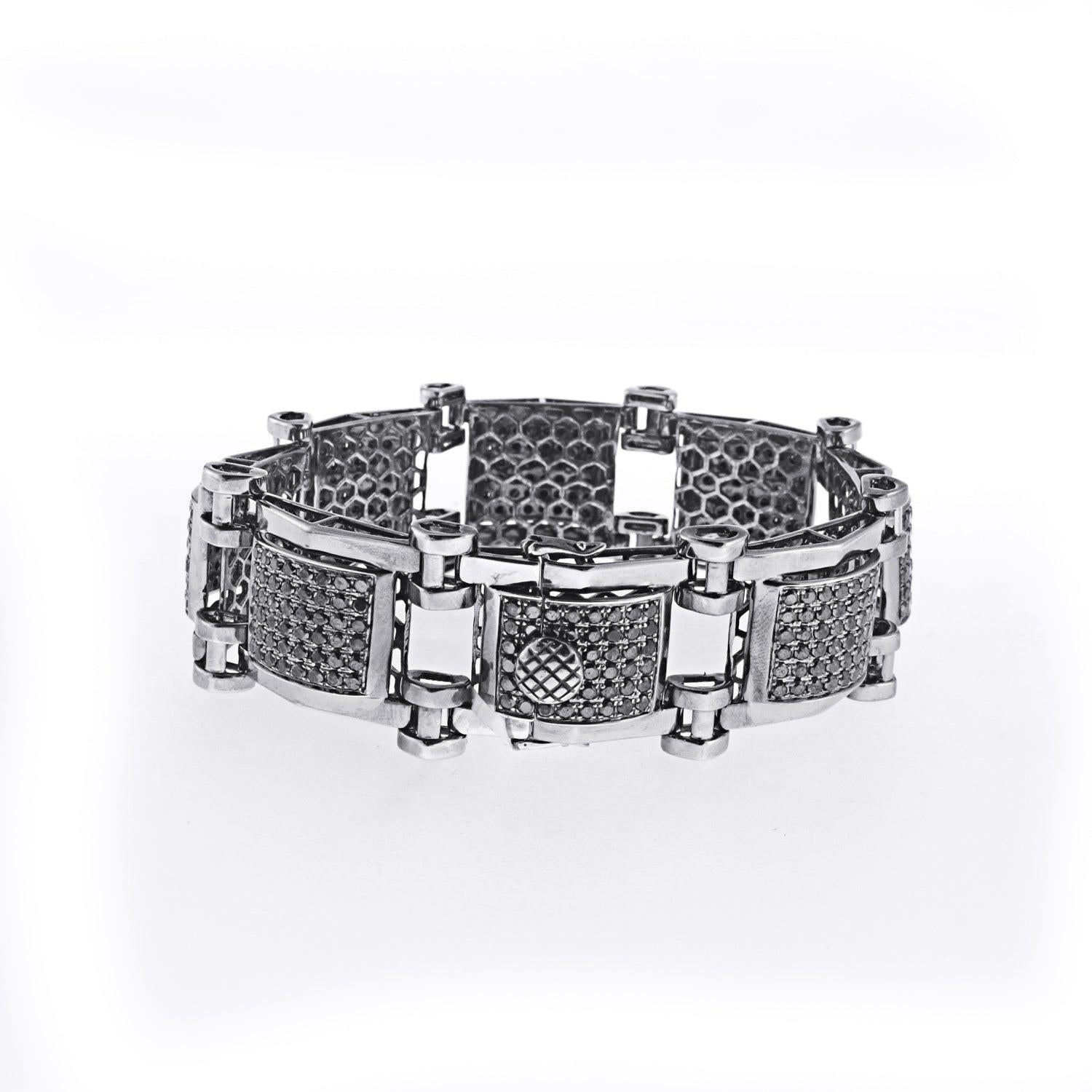 Unique Black Diamond Mens Braclet with 13.50 CT Of AAA Quality Stones
