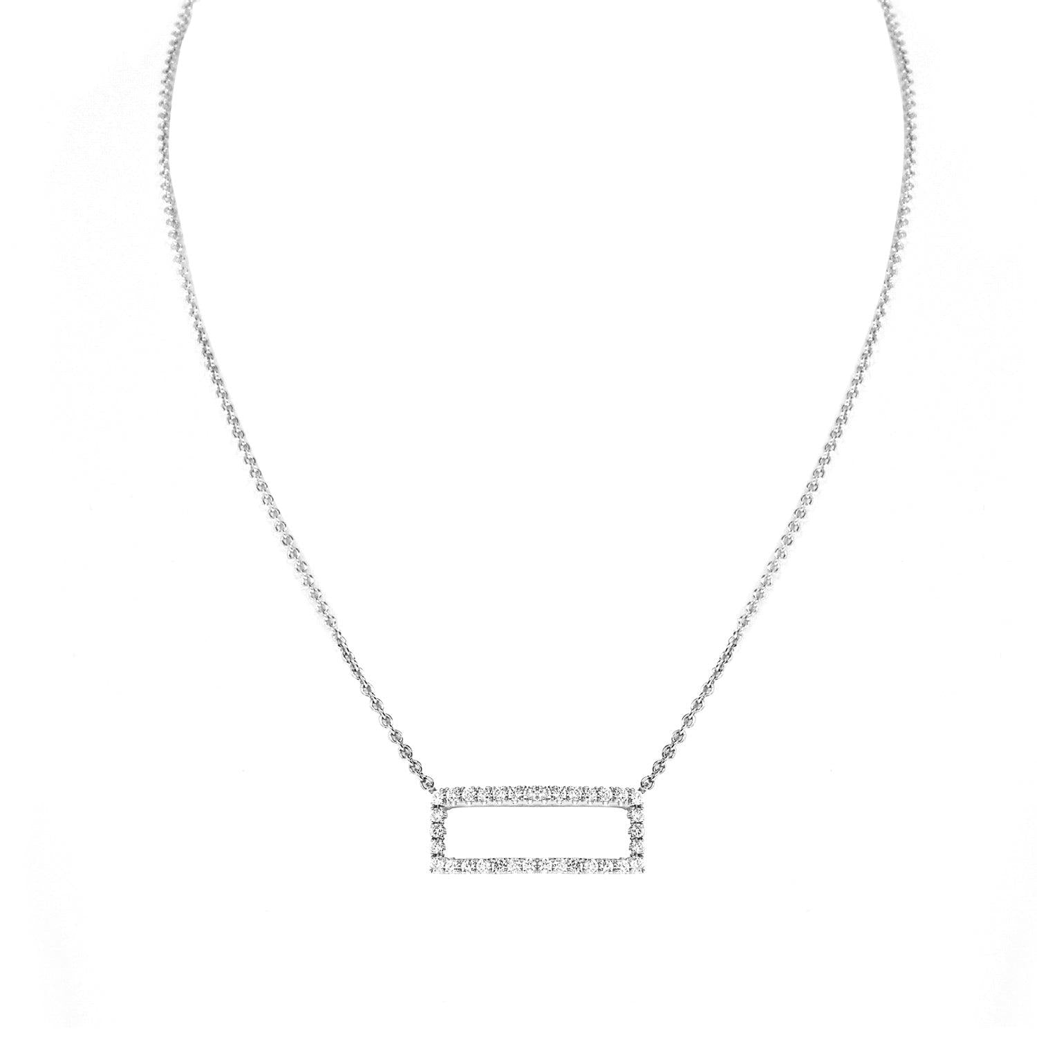 Diamond Rectangle Pendant with Chain