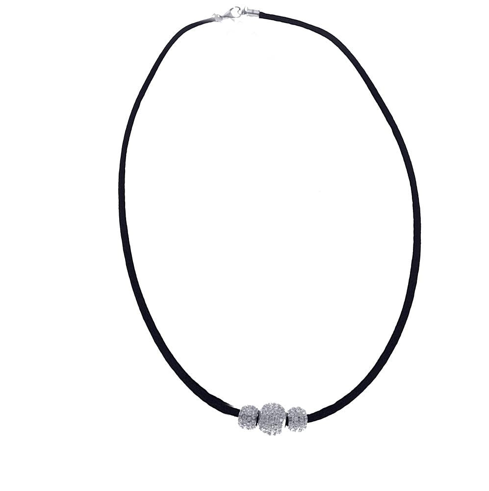 Three Diamond Ball Necklace