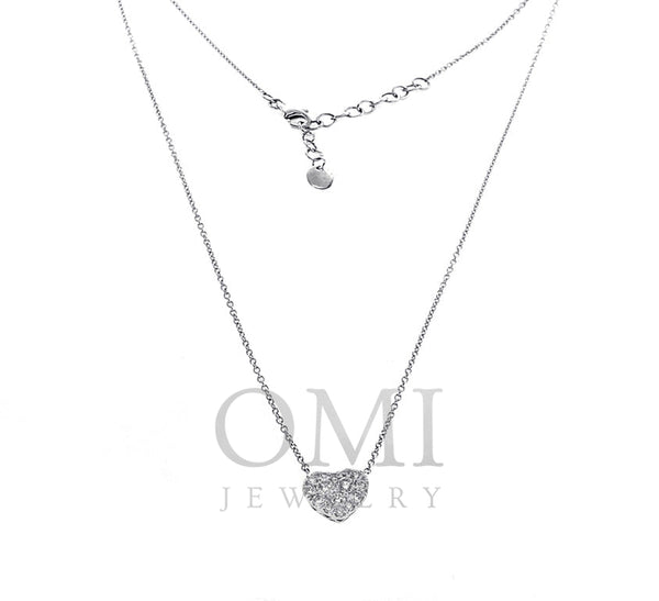 18K White Gold Diamond Heart Necklace With 0.50CT