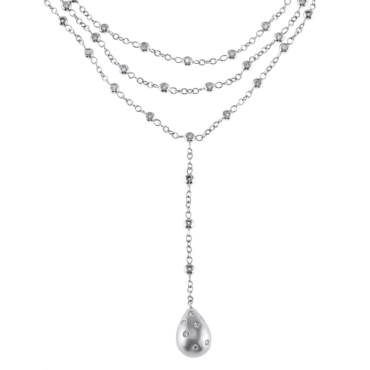 Ladies Multi-Layer Diamond by the Yard Chain with Tear Drop