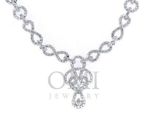 14K White Gold Diamond Necklace With Round Cut Diamonds
